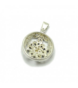 PE001199 Sterling silver pendant  flower  925 solid Empress